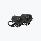 Pair of black motorcycle LED auxiliary lights with mounting brackets and cords
