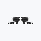 Pair of black motorcycle auxiliary LED lights with mounting brackets and cables