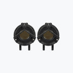 Pair of round black motorcycle auxiliary fog lights with protective grilles