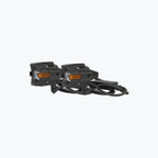 Pair of black motorcycle LED auxiliary lights with amber turn signals and wiring