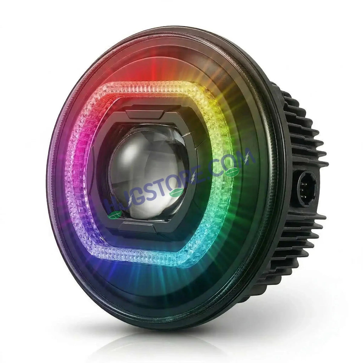 HJG 7 Inch RGB LED Headlight Chakra 75W 120W CREE for Royal Enfield Bullet Classic 350 Thar Gypsy - Moto Modz