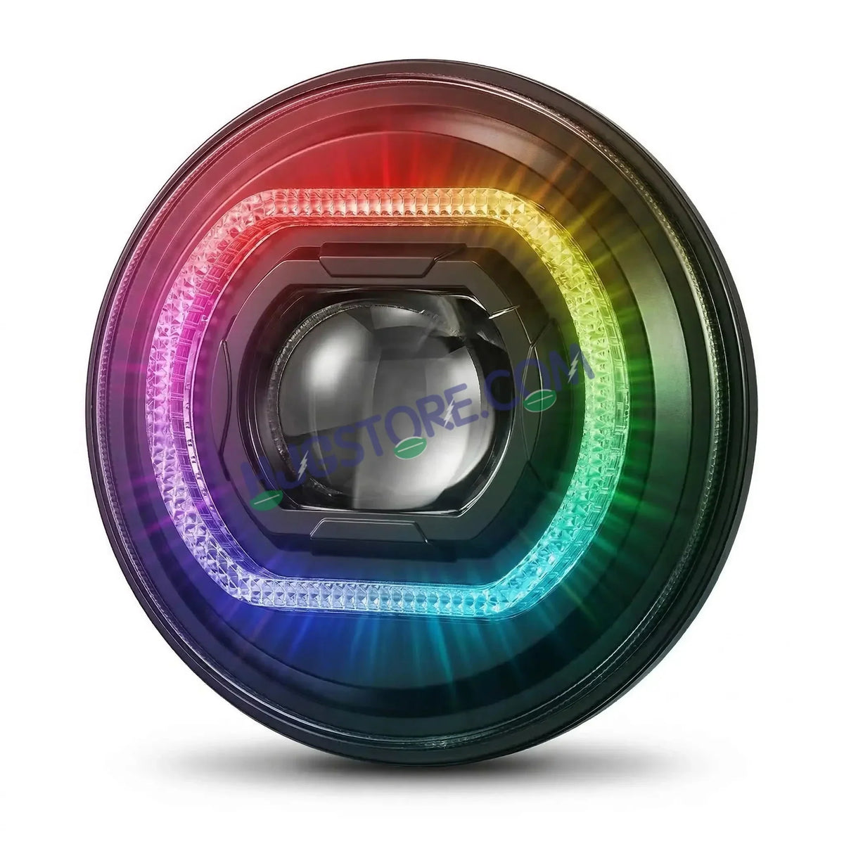 HJG 7 Inch RGB LED Headlight Chakra 75W 120W CREE for Royal Enfield Bullet Classic 350 Thar Gypsy - Moto Modz
