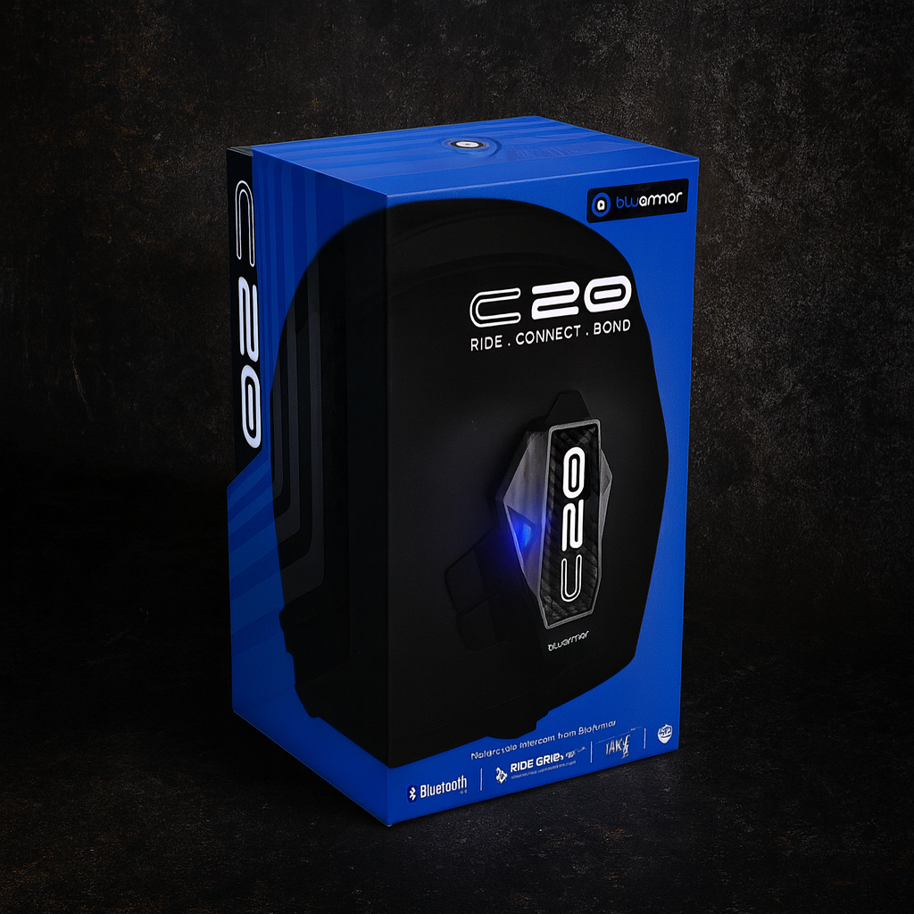BLUARMOR C20 Motorcycle Intercom System with RIDEGRID™ Lite - Crystal-Clear Rider Communication