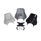 Motorcycle windshields in clear, smoke, and black with mounting hardware kit