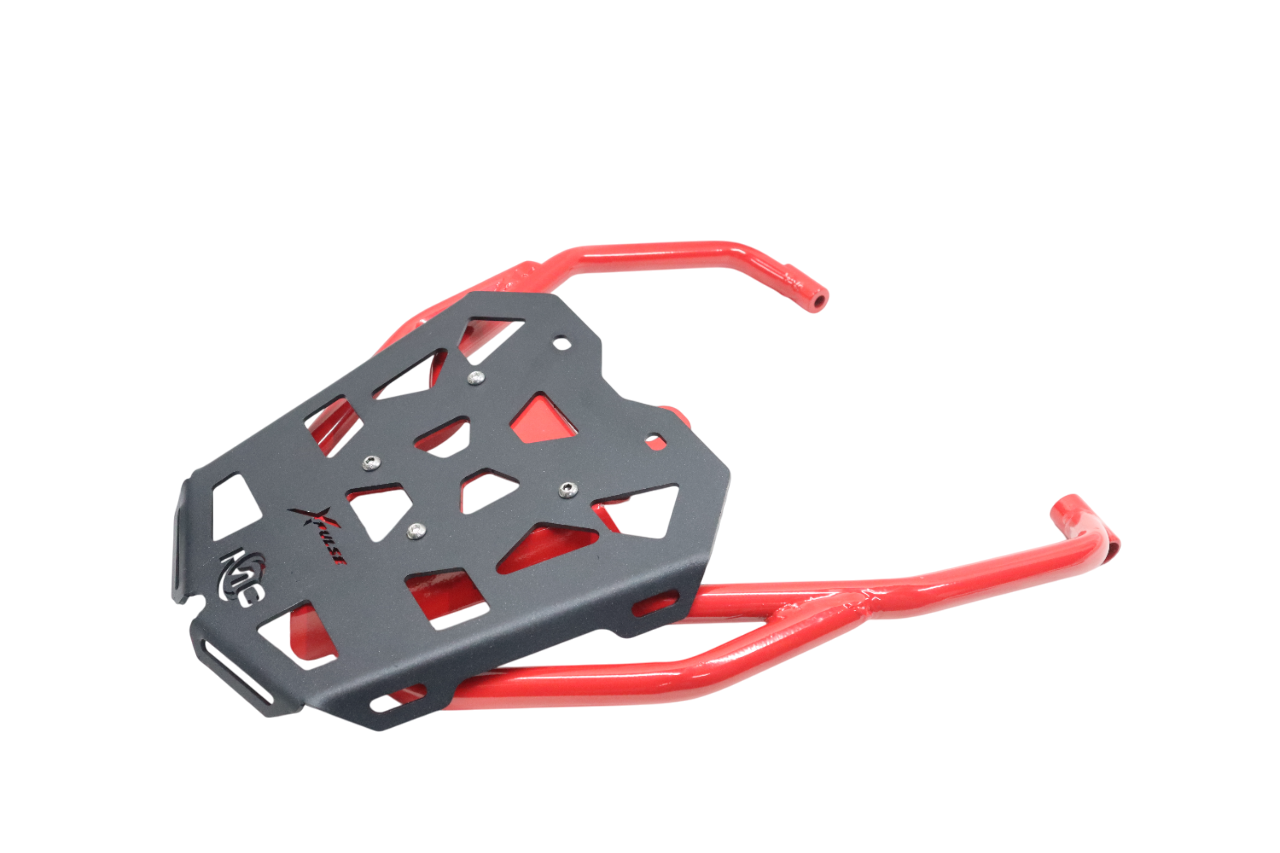 Red & Black Pipe Carrier for Hero Xpulse 210 – Durable Motorcycle Cargo Rack