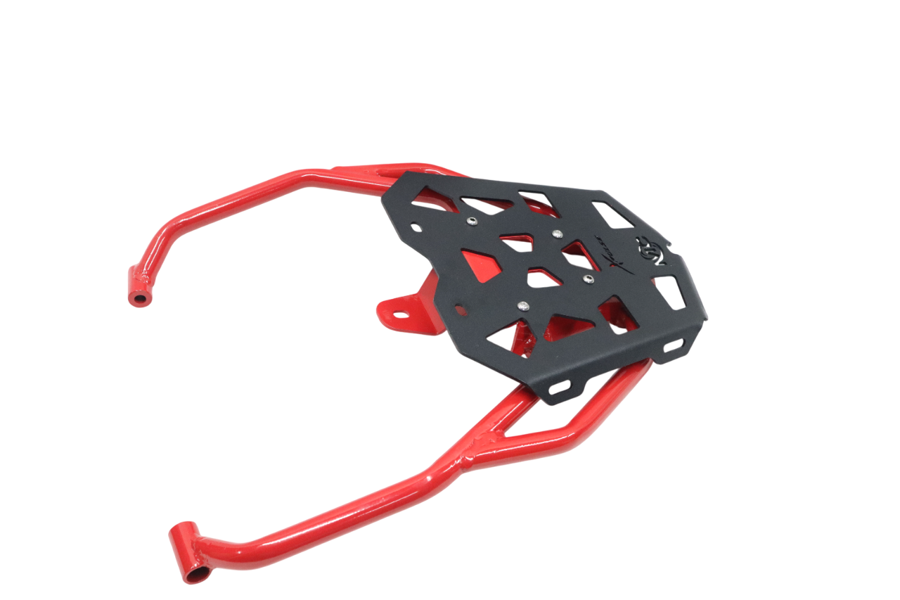 Red & Black Pipe Carrier for Hero Xpulse 210 – Durable Motorcycle Cargo Rack