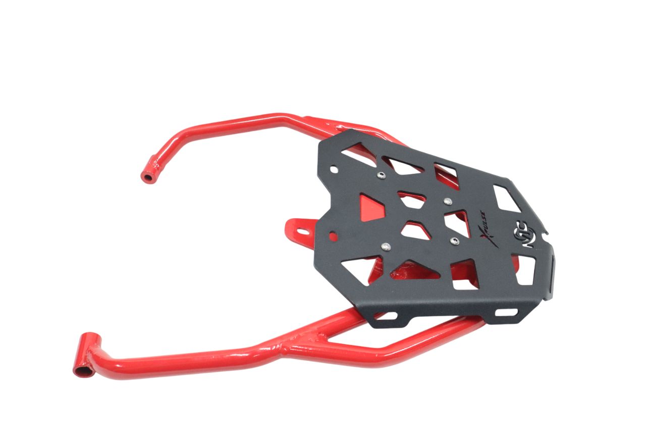 Red & Black Pipe Carrier for Hero Xpulse 210 – Durable Motorcycle Cargo Rack