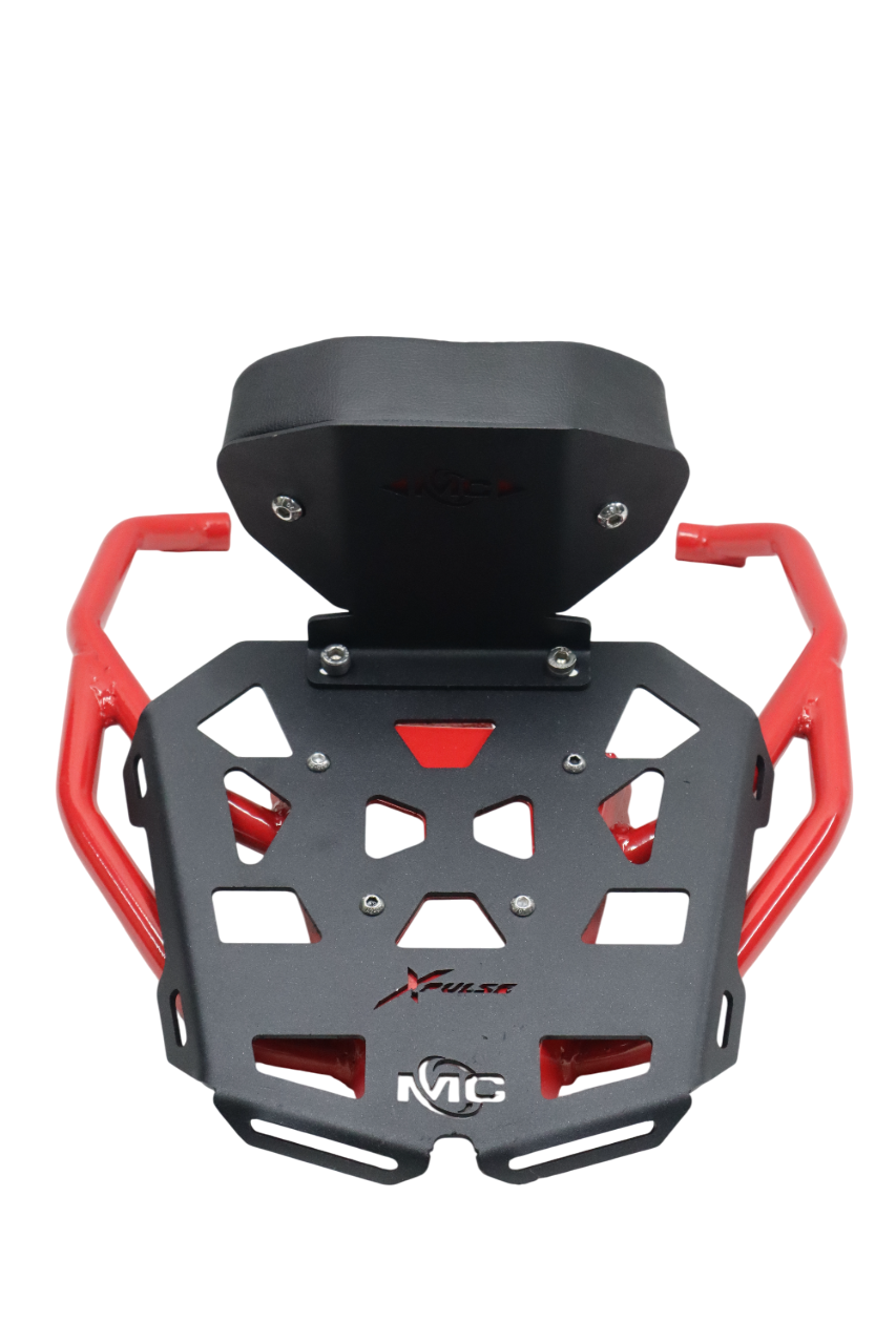 Premium Red & Black Pipe Carrier with Backrest for Hero Xpulse 210