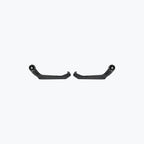 Pair of carbon fiber motorcycle handlebar guards on a white background