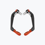 Pair of carbon fiber and orange motorcycle brake and clutch lever guards