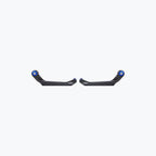 Pair of carbon fiber motorcycle brake and clutch lever guards with blue accents