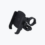 Black motorcycle phone holder with USB charging cable and handlebar mount