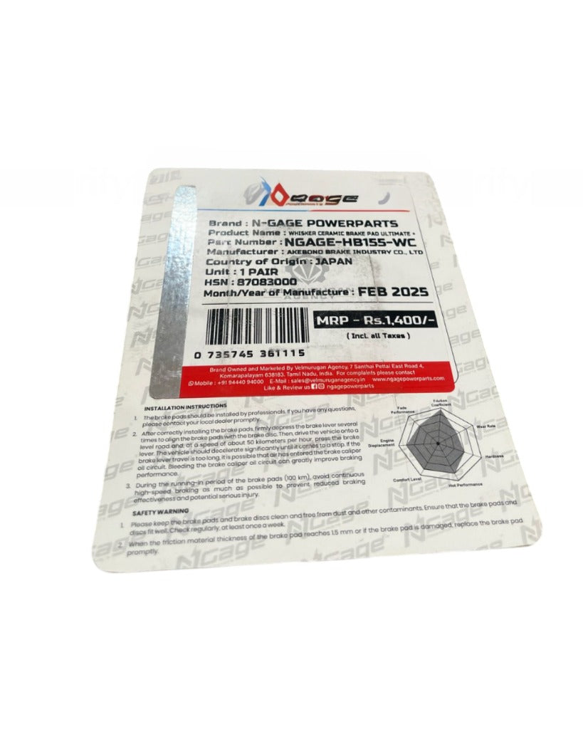 Royal Enfield Himalayan 411 Scram 411 NGAGE Whisker Ceramic Ultimate+ front brake pads – Moto Modz