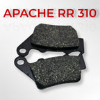 Apache RR 310 motorcycle brake pads, close-up on a white background