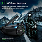 EJEAS VNetphone Q8 Mesh Intercom – Seamless Wireless Mesh Communication for Helmets