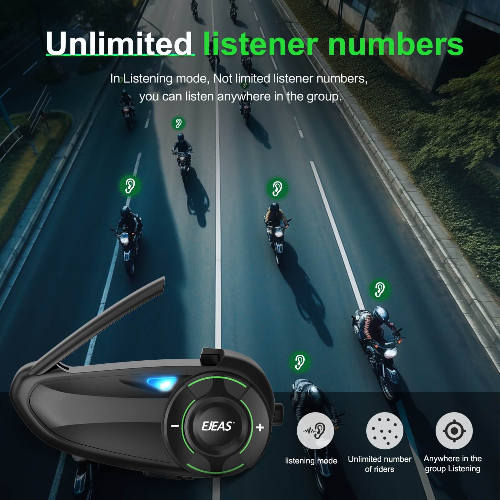 EJEAS VNetphone Q8 Mesh Intercom – Seamless Wireless Mesh Communication for Helmets