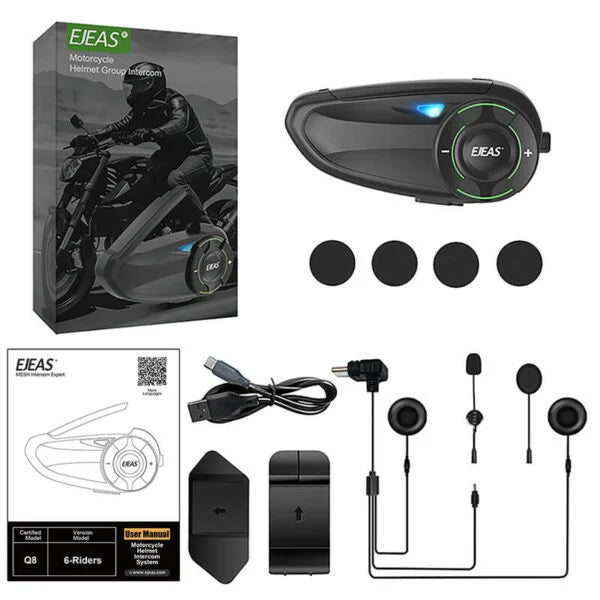 EJEAS VNetphone Q8 Mesh Intercom – Seamless Wireless Mesh Communication for Helmets