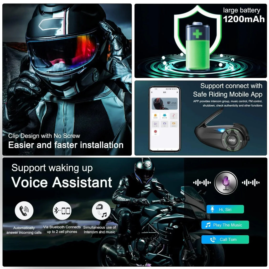 EJEAS VNetphone Q8 Mesh Intercom – Seamless Wireless Mesh Communication for Helmets