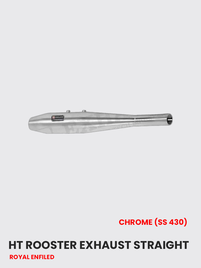 HT Rooster Exhaust: Straight Chrome, SS 430 (RE 114C)