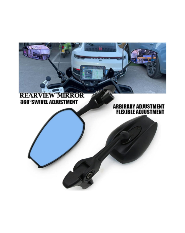 SPIKI Napoleon Ray Mirrors (Pair) – Anti-Glare Oval Mirrors with Short Stems, Shock-Resistant, Universal Fit for Motorcycles & Scooters