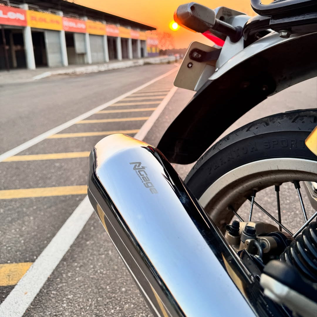 Ngage Roxor Powerflow Exhaust for Interceptor 650 & GT 650 – Chrome Stainless Steel Finish