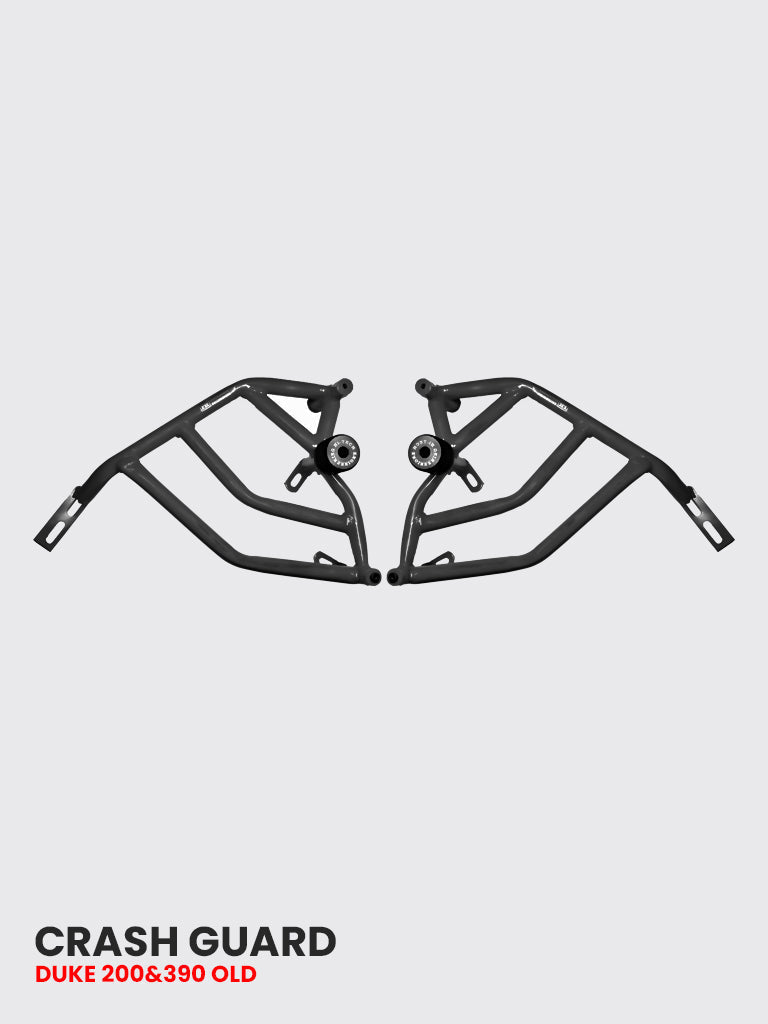 HITECH DUKE 125,200 CRASH GUARD, OLD MODEL – Black WITH 4 METAL SLIDER – SB 570 /  FITS DUKE125, 200