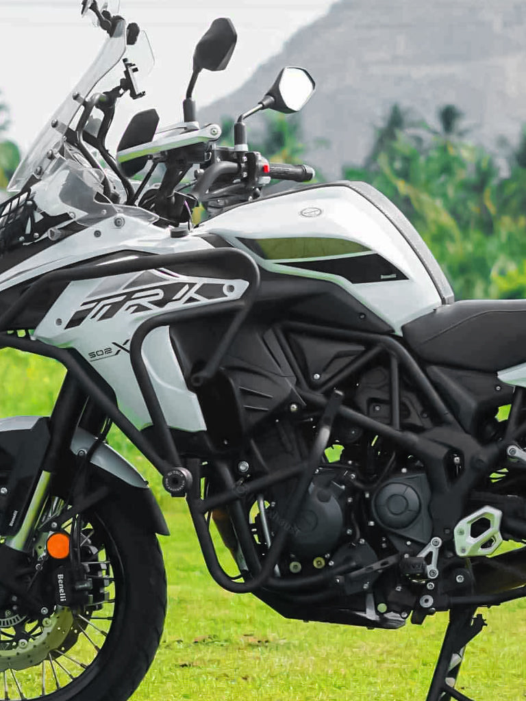 ADV Crash Guard with Dual Metal Sliders for Benelli TRK 502 X – Matte Black, SB 752