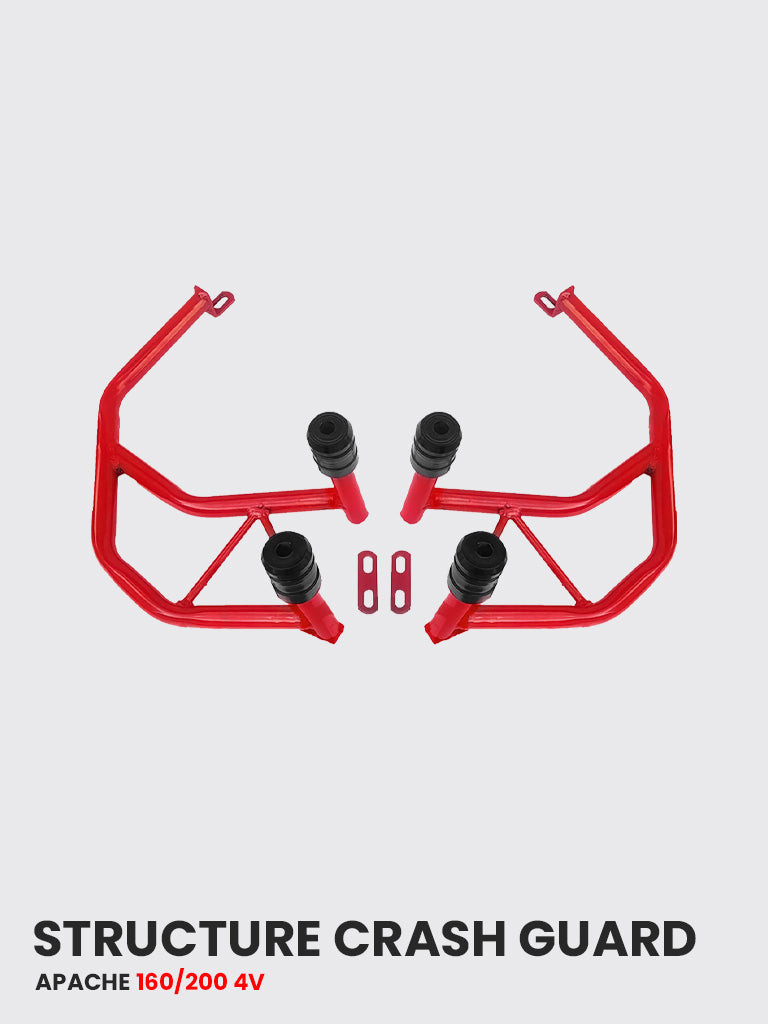 HT Apache RTR 160/200 4V Structure Crash Guard – Red with 4 Metal Sliders (SBTVS-105)