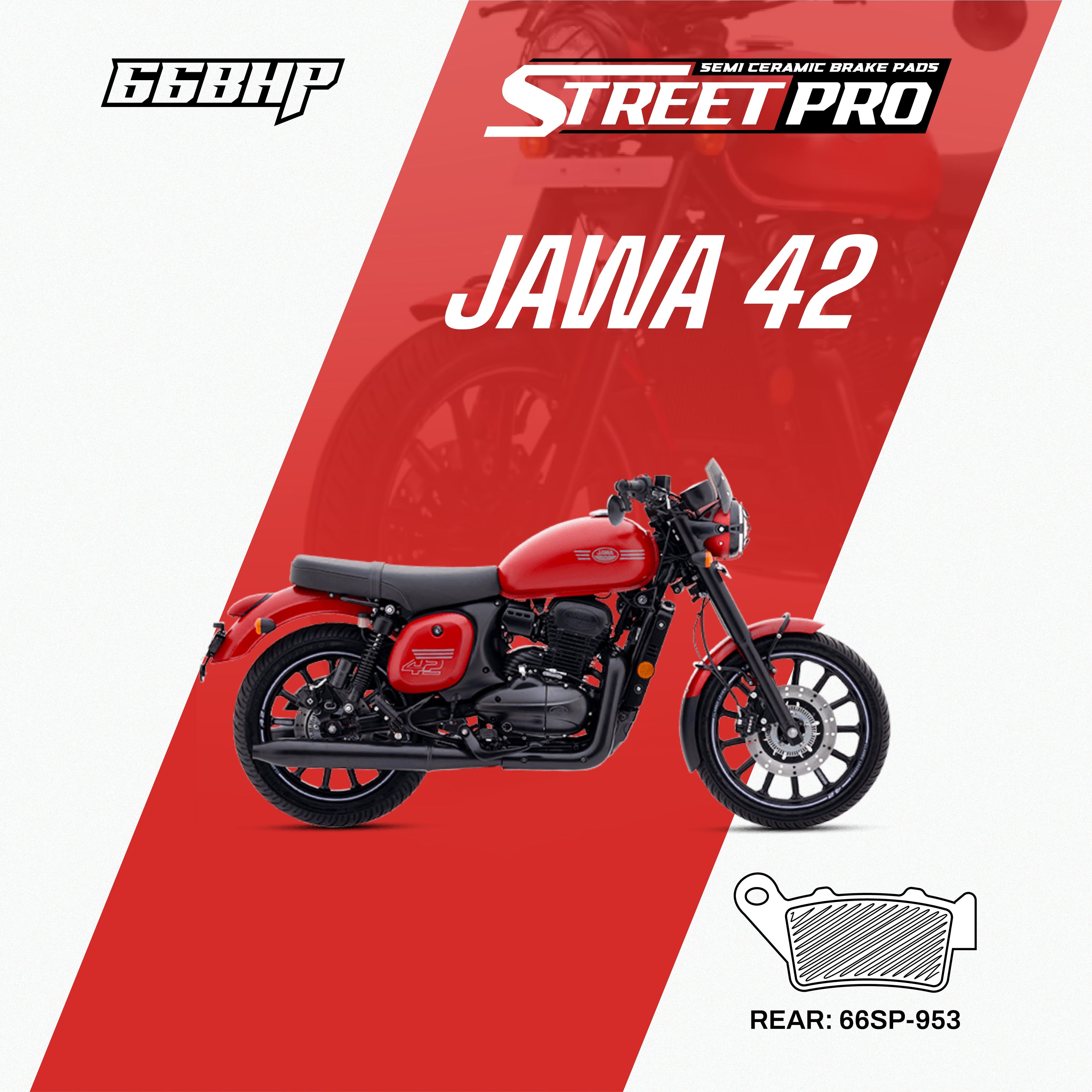 Jawa 42 Street Pro Semi-Ceramic Rear Brake Pad – High-Performance Braking for 66bhp