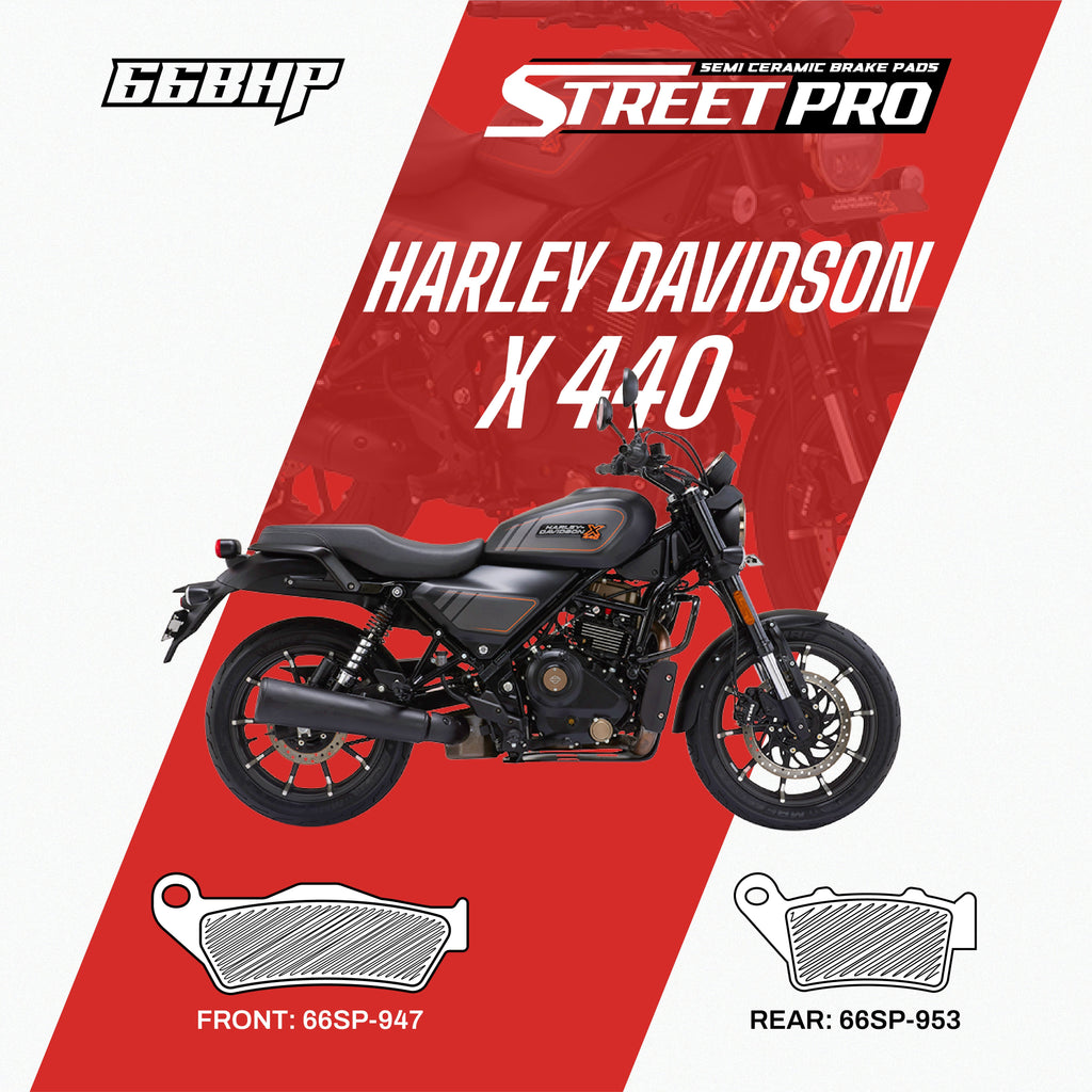 Harley Davidson X 440 motorcycle with semi ceramic brake pads, front 66SP-947, rear 66SP-953.