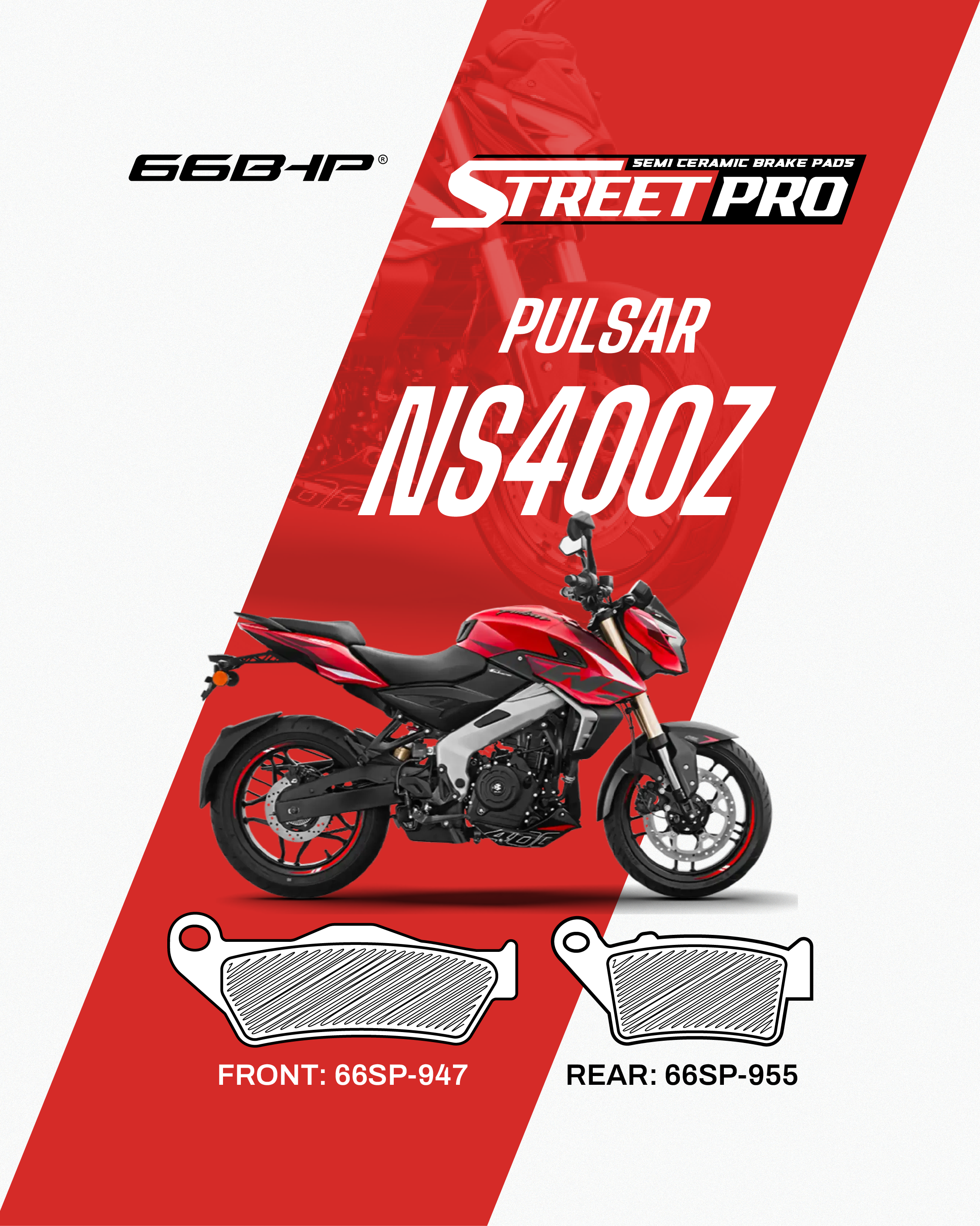 Bajaj Pulsar NS 400Z Street Pro Semi-Ceramic Brake Pads – High-Performance Street Braking