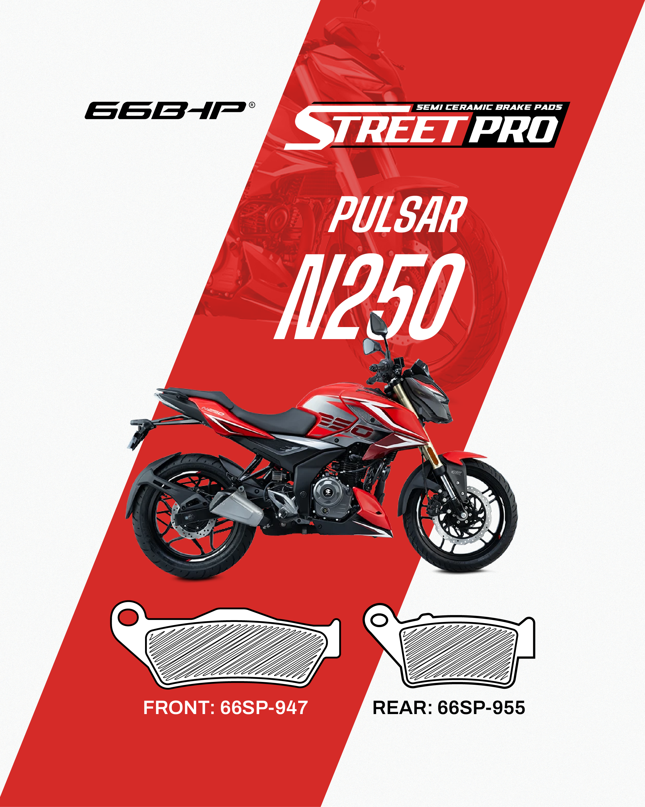 Bajaj Pulsar N250 Street Pro Semi-Ceramic Brake Pads - Superior Braking Performance