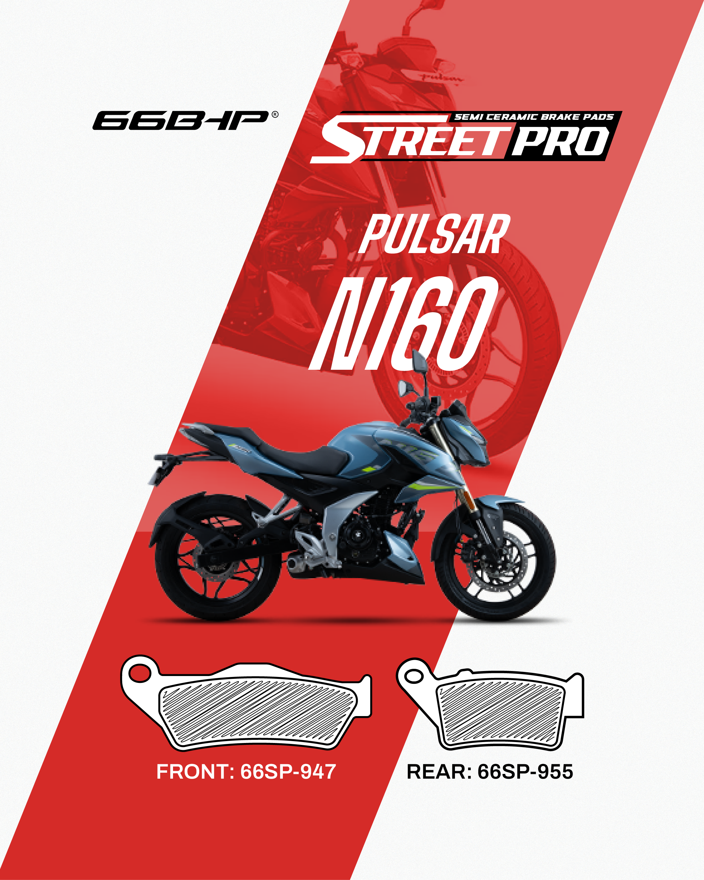 Bajaj Pulsar N 160 Street Pro Semi-Ceramic Brake Pads - Enhanced Stopping Power
