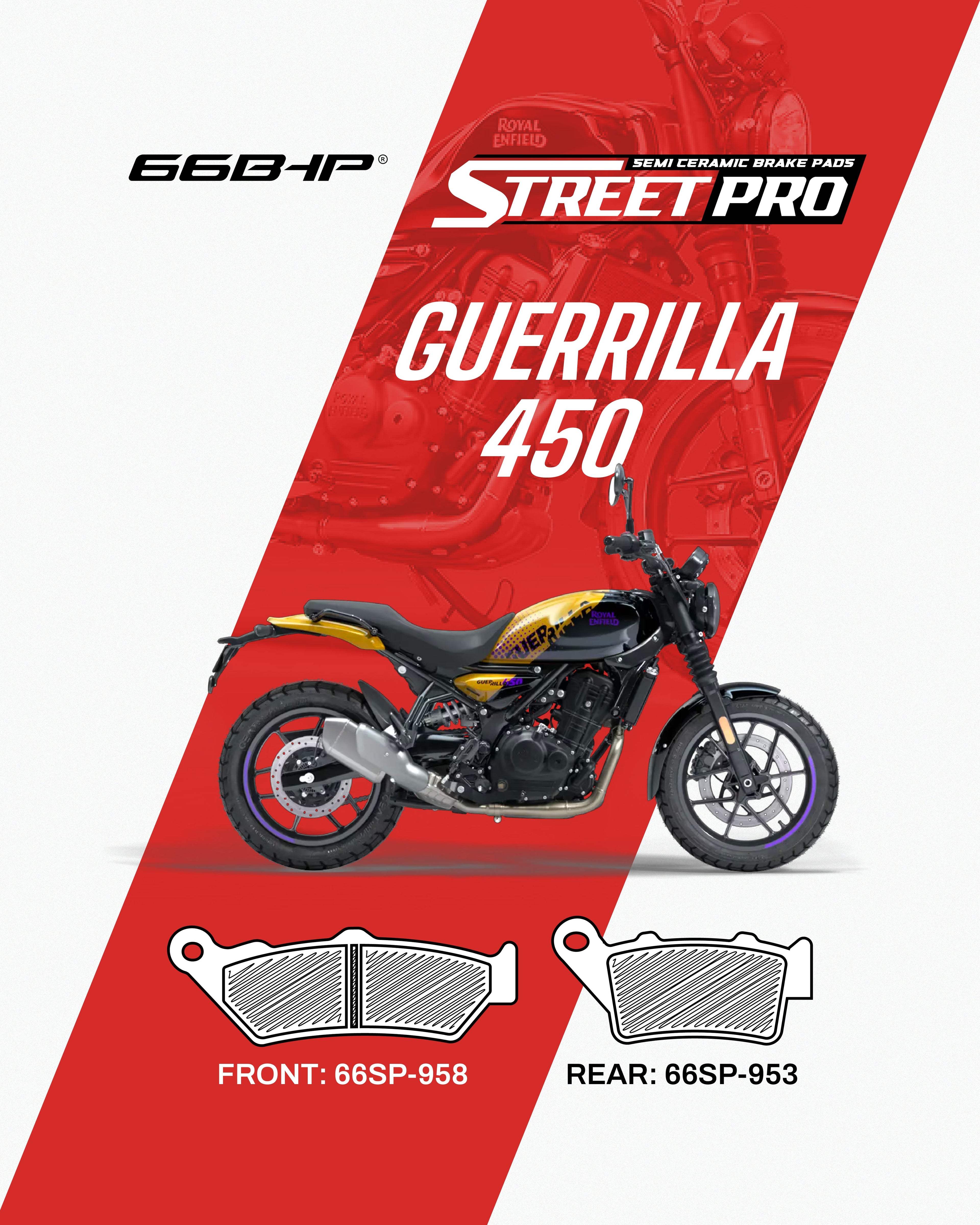 Royal Enfield Guerrilla 450 Street Pro Semi-Ceramic Brake Pads - Superior Braking Performance