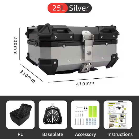 LGP 25 Litres Aluminium Top Box with Graphics Universal 2.0 - Fits All Motorcycles