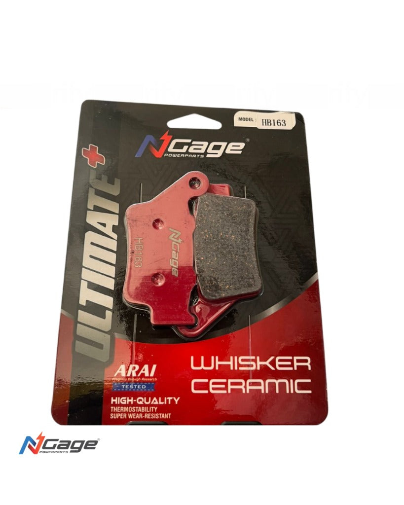 N-Cage HB163 red whisker ceramic brake pad for motorcycle in retail packaging