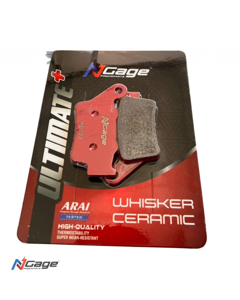 N-Cage Whisker Ceramic high-quality red brake pads for motorcycles in retail packaging