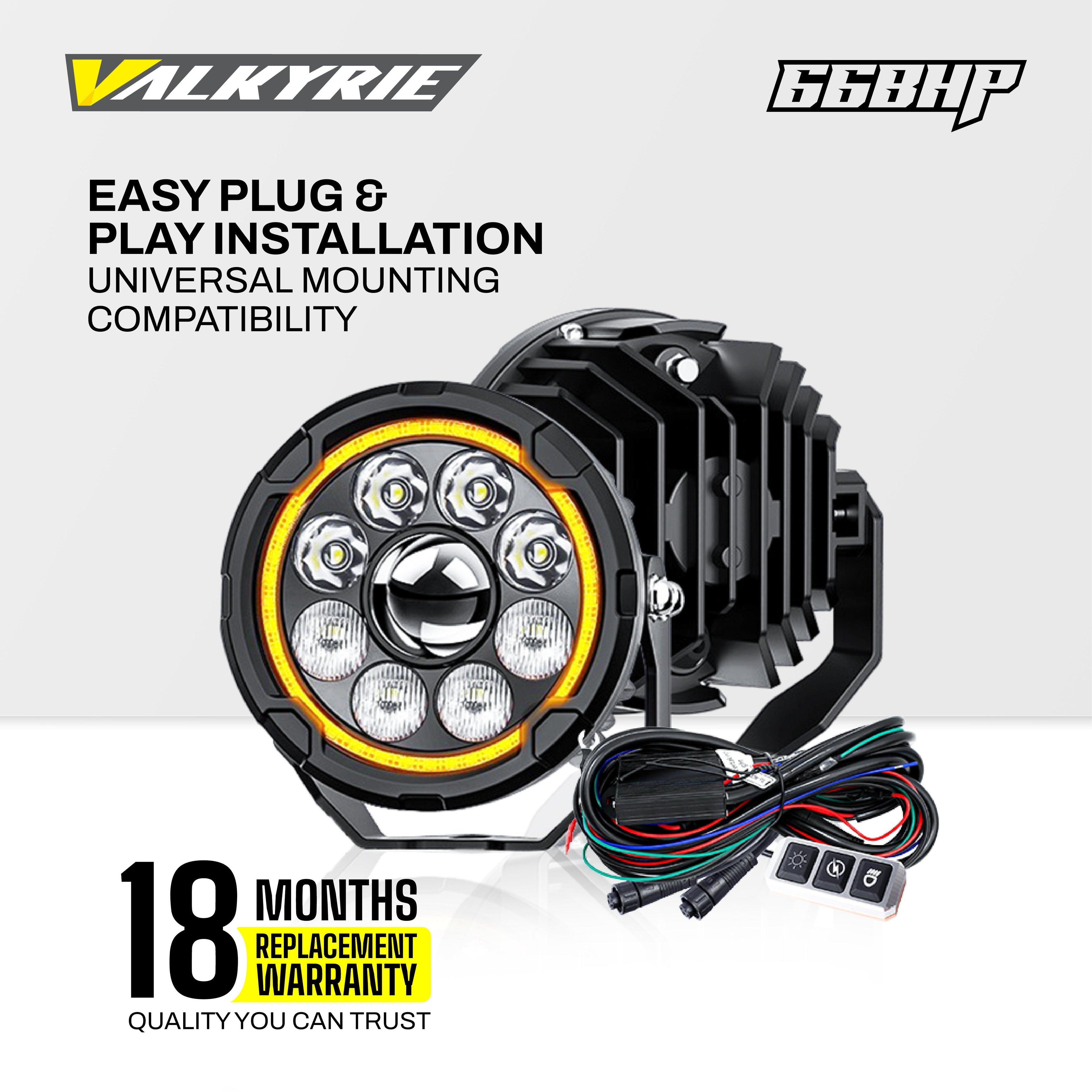 66BHP Valkyrie 4.5" Ultra Vision Auxiliary Light – 120W, High/Low Beam, Amber DRL, 13,200 Lumens, IP68 Waterproof