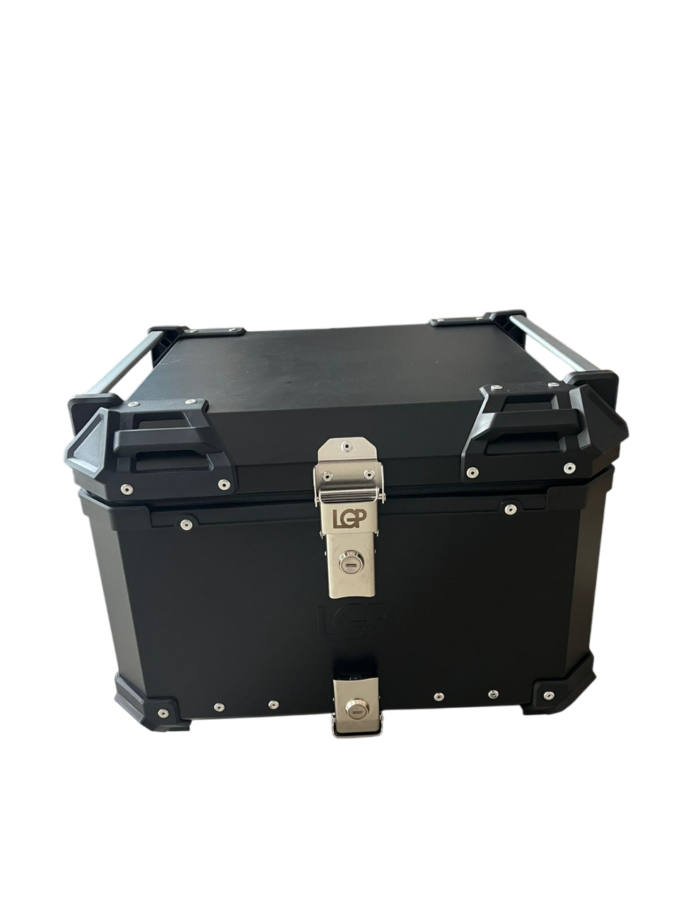 LGP 55-Litre Aluminium Top Box – Black with Integrated Backrest