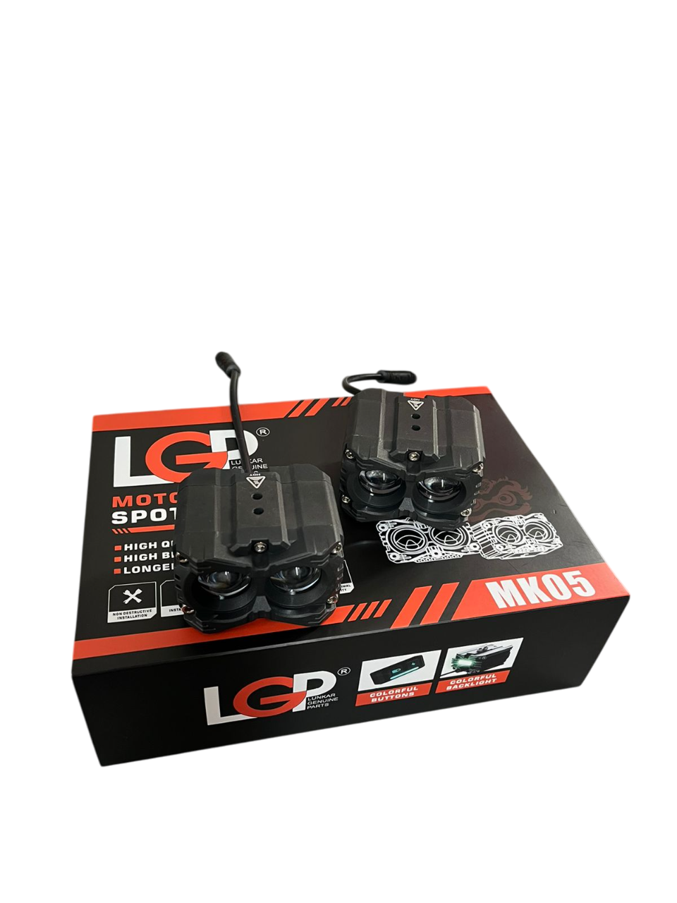 MK05 Spotlight | IP67 Waterproof Auxiliary Lights with Harness Included | Universal Fit for All Motorcycles and Cars | Premium by LGP | 18-Month Warranty