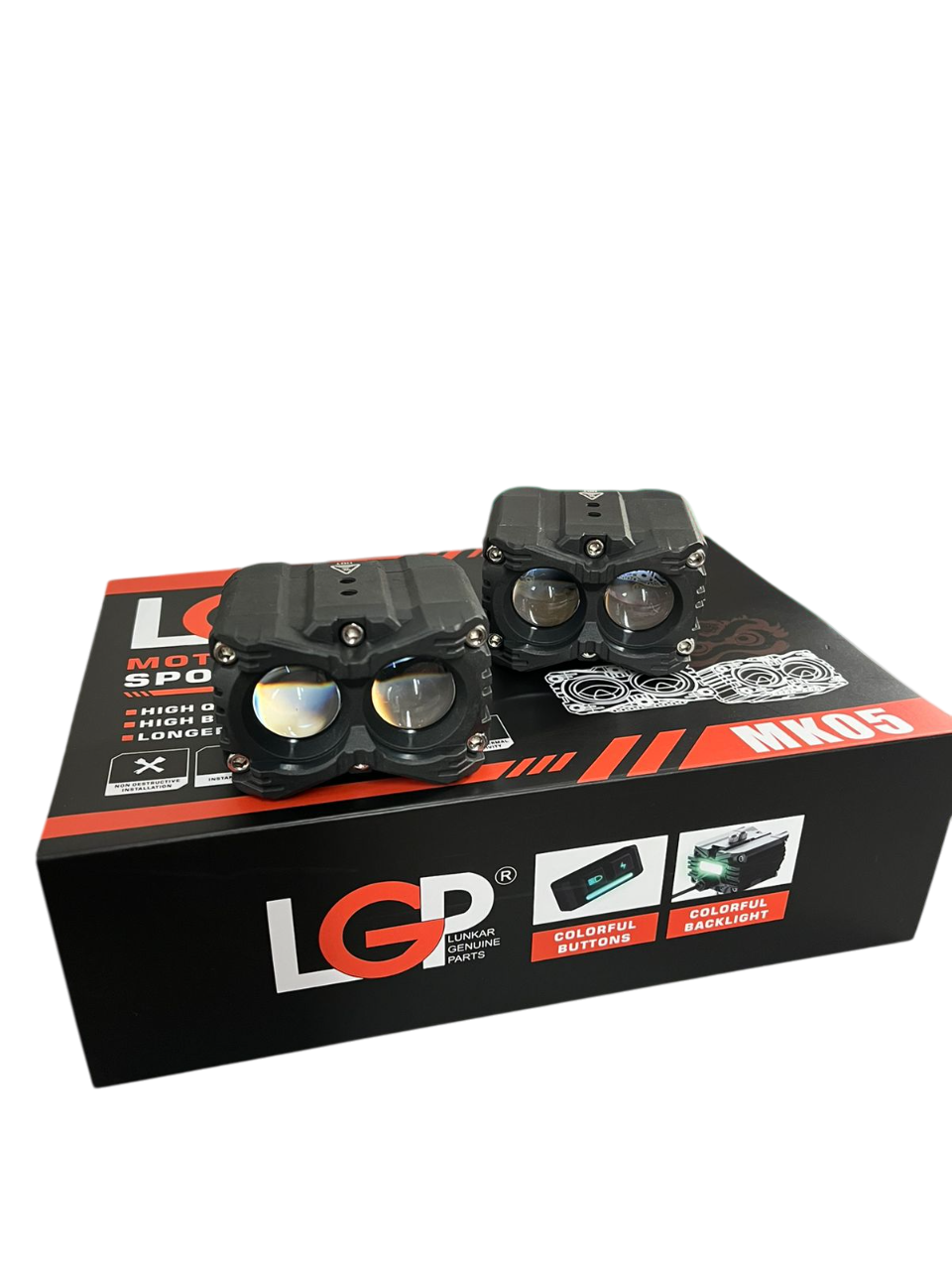 MK05 Spotlight | IP67 Waterproof Auxiliary Lights with Harness Included | Universal Fit for All Motorcycles and Cars | Premium by LGP | 18-Month Warranty