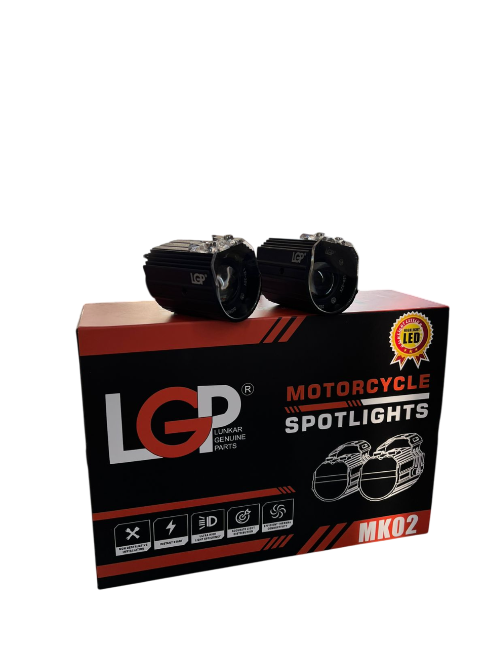 MK02 Spotlight – IP67 Waterproof Auxiliary Light with Harness | Universal Fit for Motorcycles & Cars | Premium by LGP – 18-Month Warranty