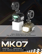 MK07 Spotlight - IP67 Waterproof Auxiliary Light with Harness, Universal Fit for Motorcycles and Cars, Premium by LGP, 18-Month Warranty
