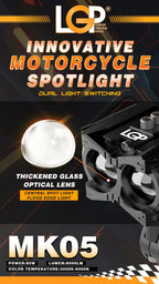 MK05 Spotlight | IP67 Waterproof Auxiliary Lights with Harness Included | Universal Fit for All Motorcycles and Cars | Premium by LGP | 18-Month Warranty
