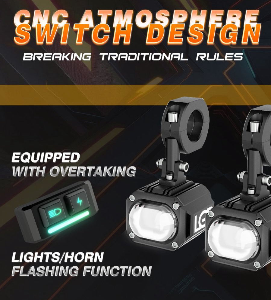 MK07 Spotlight - IP67 Waterproof Auxiliary Light with Harness, Universal Fit for Motorcycles and Cars, Premium by LGP, 18-Month Warranty