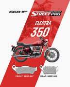 Royal Enfield Electra 350 motorcycle with front and rear semi ceramic brake pads, product reference 66SP-947 and 66SP-953.