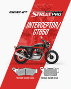 Royal Enfield Interceptor GT650 motorcycle with semi ceramic brake pads, front 66SP-958, rear 66SP-953
