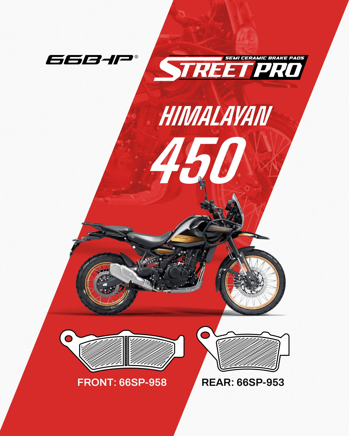 Royal Enfield Himalayan 450 Street Pro Semi Ceramic Brake Pads Motorcycle Accessory - Moto Modz
