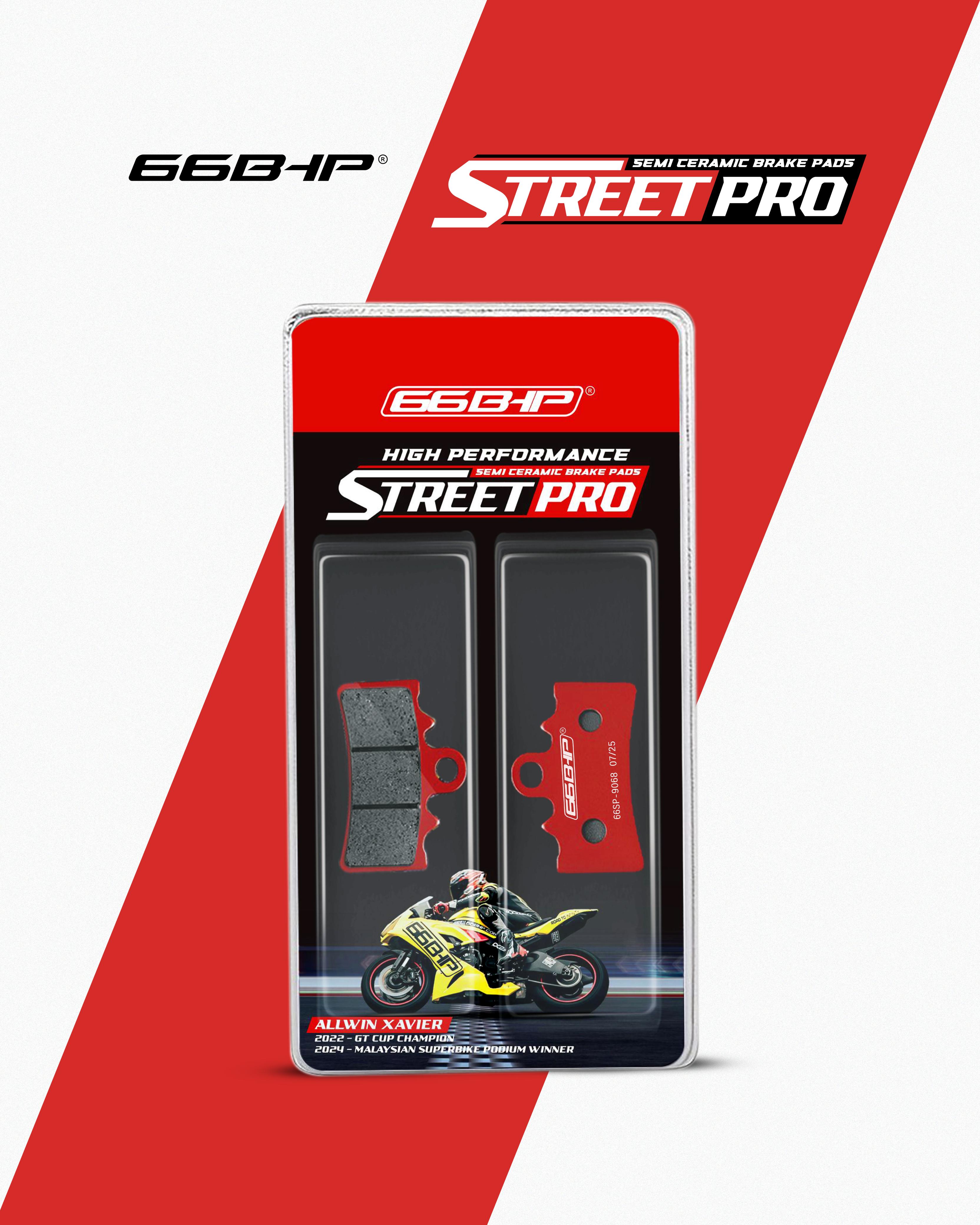 High performance semi ceramic motorcycle brake pads packaging with racing bike image