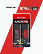 High performance semi ceramic motorcycle brake pads packaging with red and black design.